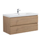 Aurora 42" Sonoma Oak Wall Hung Bathroom Vanity with White Acrylic Countertop