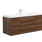 Aurora 48" Smokey Walnut Wall Hung Bathroom Vanity with White Acrylic Countertop