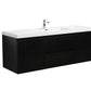 Aurora 60" Matte Midnight Black Wall Hung Single Sink Bathroom Vanity with White Acrylic Countertop