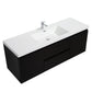 Aurora 60" Matte Midnight Black Wall Hung Single Sink Bathroom Vanity with White Acrylic Countertop