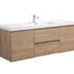 Aurora 60" Sonoma Oak Wall Hung Single Sink Bathroom Vanity with White Acrylic Countertop