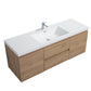 Aurora 60" Sonoma Oak Wall Hung Single Sink Bathroom Vanity with White Acrylic Countertop