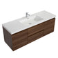 Aurora 60" Smokey Walnut Wall Hung Single Sink Bathroom Vanity with White Acrylic Countertop