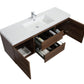 Aurora 60" Smokey Walnut Wall Hung Single Sink Bathroom Vanity with White Acrylic Countertop