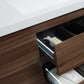 Aurora 60" Smokey Walnut Wall Hung Single Sink Bathroom Vanity with White Acrylic Countertop