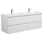 Aurora 60" Glossy Polar White Wall Hung Double Sink Bathroom Vanity with White Acrylic Countertop