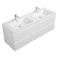 Aurora 60" Glossy Polar White Wall Hung Double Sink Bathroom Vanity with White Acrylic Countertop