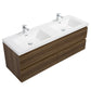 Aurora 60" Smokey Walnut Wall Hung Double Sink Bathroom Vanity with White Acrylic Countertop