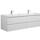 Aurora 72" Glossy Polar White Wall Hung Double Sink Bathroom Vanity with White Acrylic Countertop