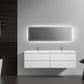 Aurora 72" Glossy Polar White Wall Hung Double Sink Bathroom Vanity with White Acrylic Countertop