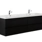 Aurora 72" Matte Midnight Black Wall Hung Double Sink Bathroom Vanity with White Acrylic Countertop