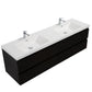 Aurora 72" Matte Midnight Black Wall Hung Double Sink Bathroom Vanity with White Acrylic Countertop