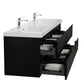 Aurora 72" Matte Midnight Black Wall Hung Double Sink Bathroom Vanity with White Acrylic Countertop