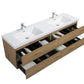 Aurora 72" Sonoma Oak Wall Hung Double Sink Bathroom Vanity with White Acrylic Countertop