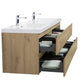 Aurora 72" Sonoma Oak Wall Hung Double Sink Bathroom Vanity with White Acrylic Countertop