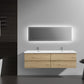 Aurora 72" Sonoma Oak Wall Hung Double Sink Bathroom Vanity with White Acrylic Countertop