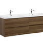 Aurora 72" Smokey Walnut Wall Hung Double Sink Bathroom Vanity with White Acrylic Countertop