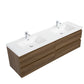 Aurora 72" Smokey Walnut Wall Hung Double Sink Bathroom Vanity with White Acrylic Countertop