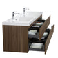 Aurora 72" Smokey Walnut Wall Hung Double Sink Bathroom Vanity with White Acrylic Countertop