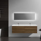 Aurora 72" Smokey Walnut Wall Hung Double Sink Bathroom Vanity with White Acrylic Countertop