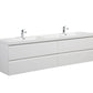 Aurora 84" Glossy Polar White Wall Hung Double Sink Bathroom Vanity with White Acrylic Countertop