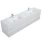 Aurora 84" Glossy Polar White Wall Hung Double Sink Bathroom Vanity with White Acrylic Countertop