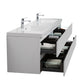 Aurora 84" Glossy Polar White Wall Hung Double Sink Bathroom Vanity with White Acrylic Countertop