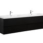 Aurora 84" Matte Midnight Black Wall Hung Double Sink Bathroom Vanity with White Acrylic Countertop