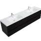 Aurora 84" Matte Midnight Black Wall Hung Double Sink Bathroom Vanity with White Acrylic Countertop