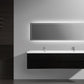 Aurora 84" Matte Midnight Black Wall Hung Double Sink Bathroom Vanity with White Acrylic Countertop