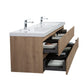 Aurora 84" Sonoma Oak Wall Hung Double Sink Bathroom Vanity with White Acrylic Countertop