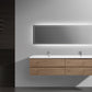 Aurora 84" Sonoma Oak Wall Hung Double Sink Bathroom Vanity with White Acrylic Countertop