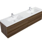 Aurora 84" Smokey Walnut Wall Hung Double Sink Bathroom Vanity with White Acrylic Countertop