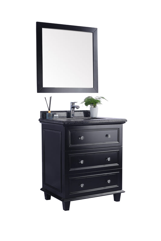 Luna 30" Espresso Bathroom Vanity with Black Wood Marble Countertop