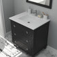 Luna 30" Espresso Bathroom Vanity with Matte White VIVA Stone Solid Surface Countertop