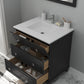 Luna 30" Espresso Bathroom Vanity with Matte White VIVA Stone Solid Surface Countertop