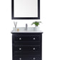 Luna 30" Espresso Bathroom Vanity with Pure White Phoenix Stone Countertop