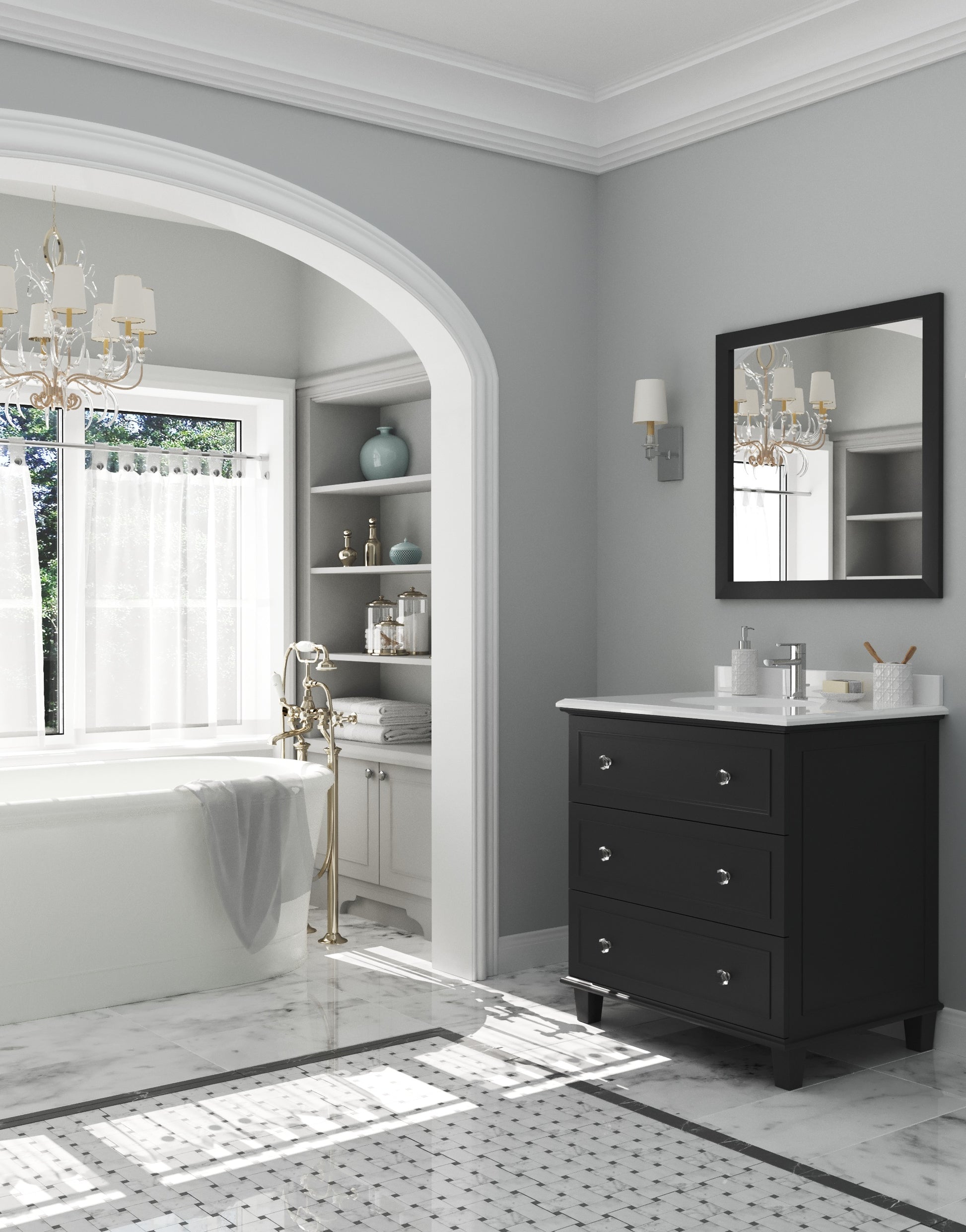 Luna 30" Espresso Bathroom Vanity with Pure White Phoenix Stone Countertop