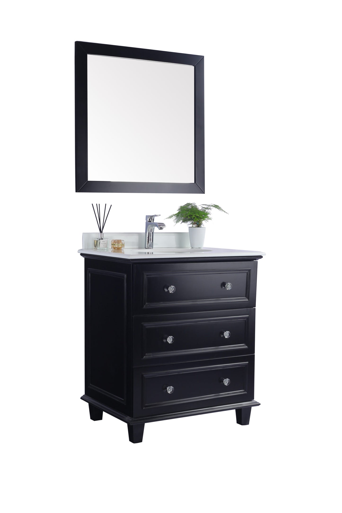 Luna 30" Espresso Bathroom Vanity with Pure White Phoenix Stone Countertop