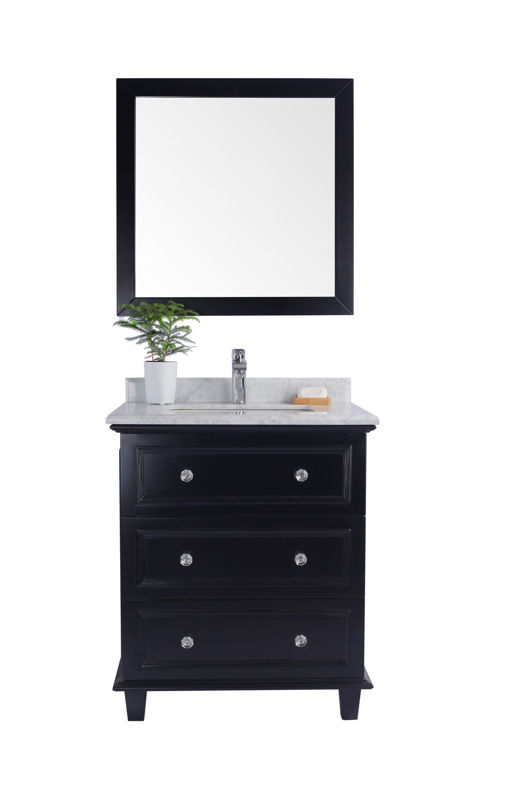 Luna 30" Espresso Bathroom Vanity with White Carrara Marble Countertop