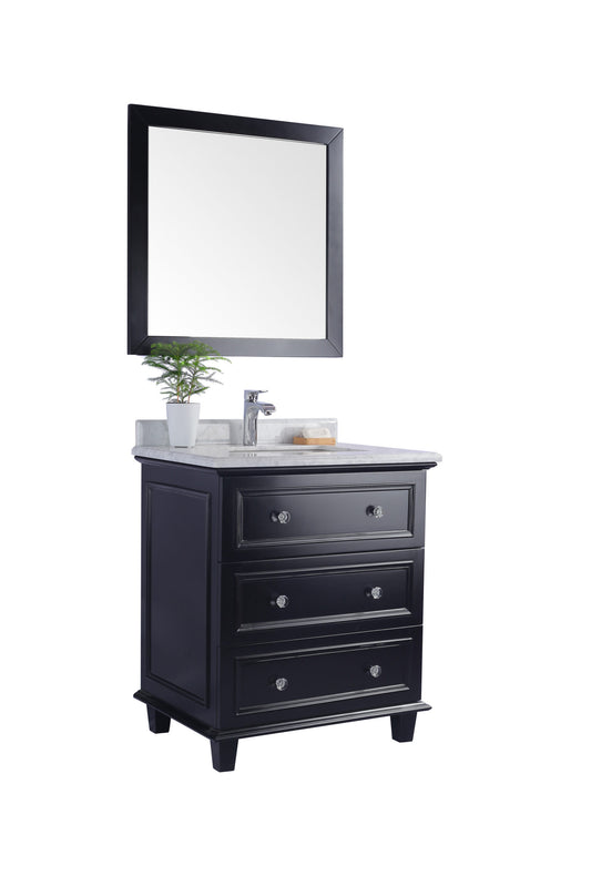 Luna 30" Espresso Bathroom Vanity with White Carrara Marble Countertop