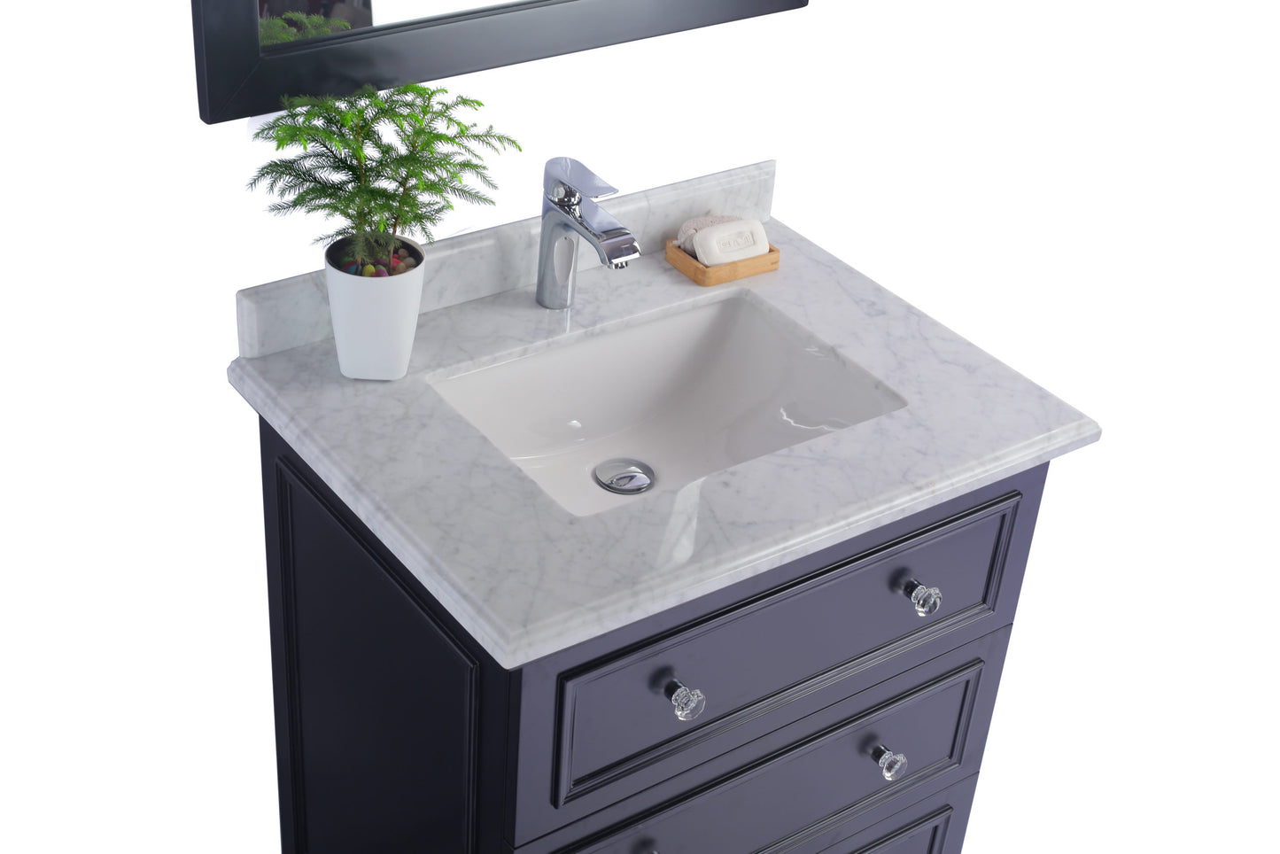 Luna 30" Espresso Bathroom Vanity with White Carrara Marble Countertop