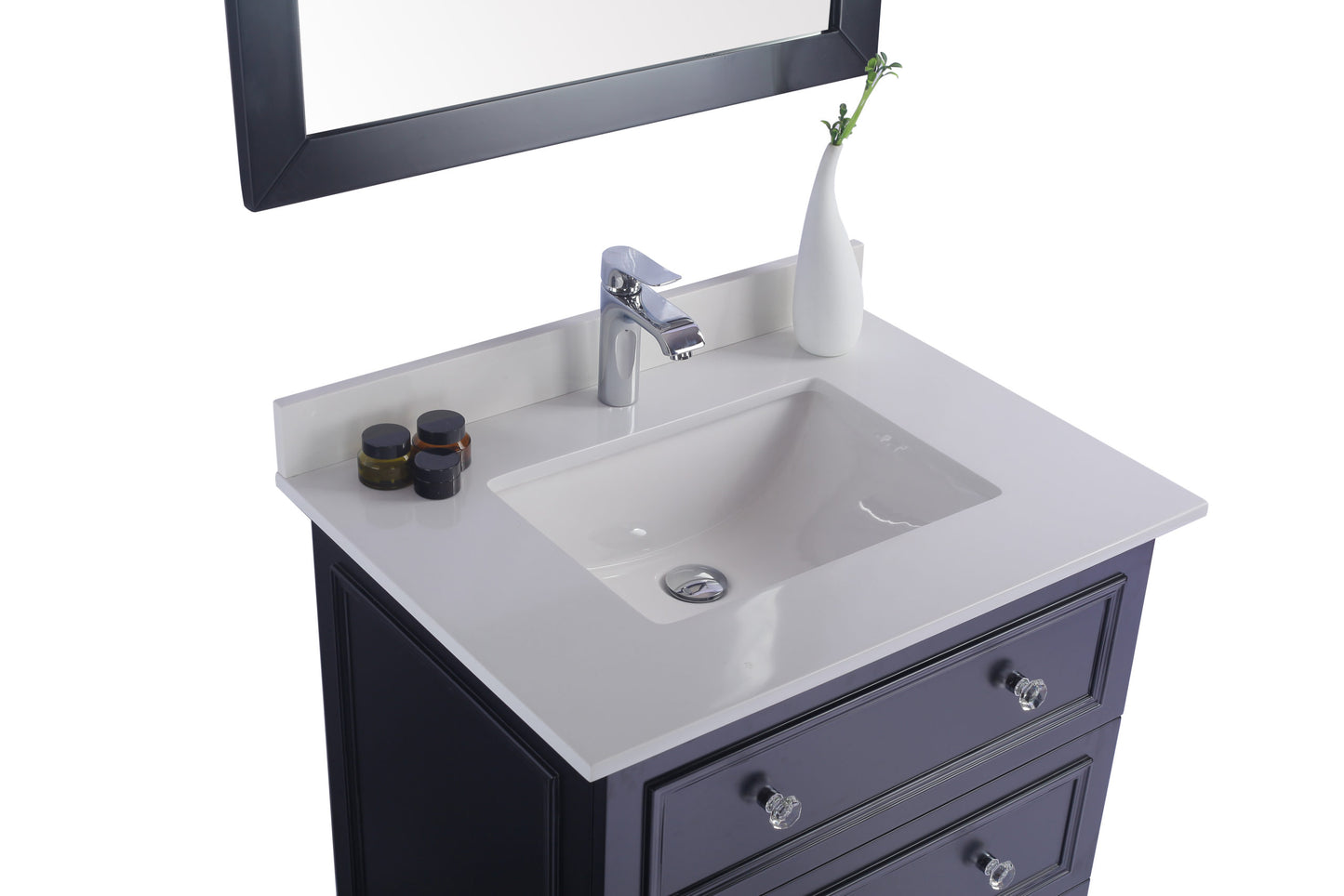 Luna 30" Espresso Bathroom Vanity with White Quartz  Countertop