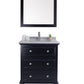 Luna 30" Espresso Bathroom Vanity with White Stripes Marble Countertop