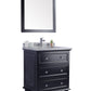 Luna 30" Espresso Bathroom Vanity with White Stripes Marble Countertop