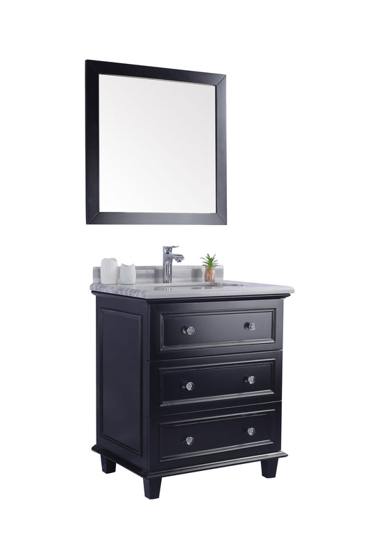 Luna 30" Espresso Bathroom Vanity with White Stripes Marble Countertop