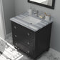 Luna 30" Espresso Bathroom Vanity with White Stripes Marble Countertop