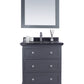 Luna 30" Maple Grey Bathroom Vanity with Black Wood Marble Countertop