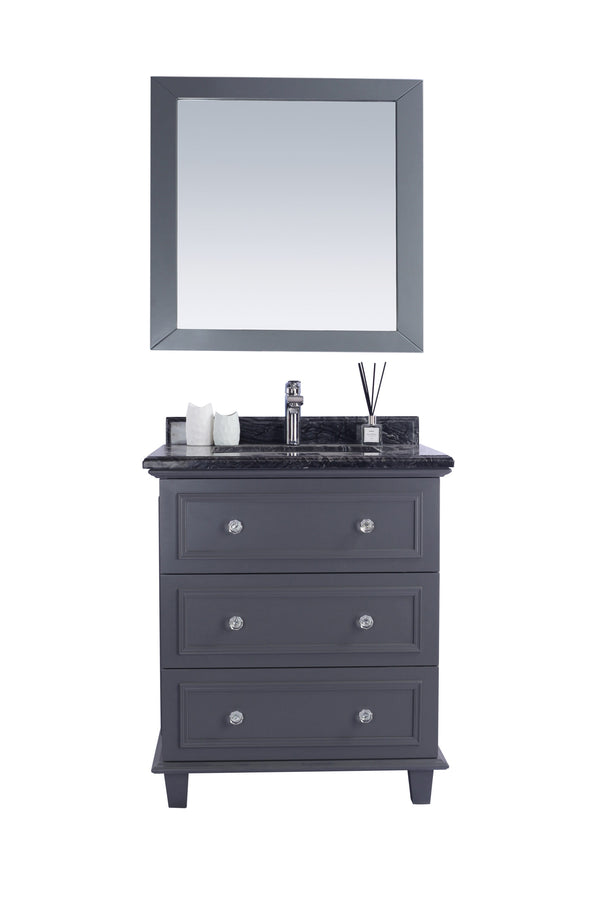 Luna 30 Maple Grey Bathroom Vanity with Black Wood Marble Countertop