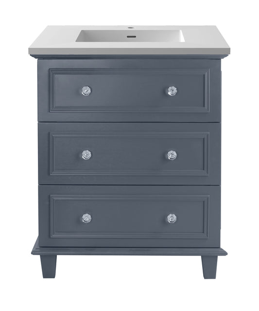 Luna 30" Maple Grey Bathroom Vanity with Matte White VIVA Stone Solid Surface Countertop